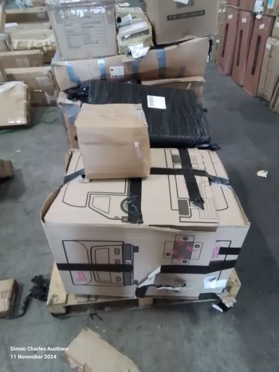 PALLET CONTAINING VARIOUS BOXED FURNITURE PARTS AND OTHER HOUSEHOLD ITEMS ETC.