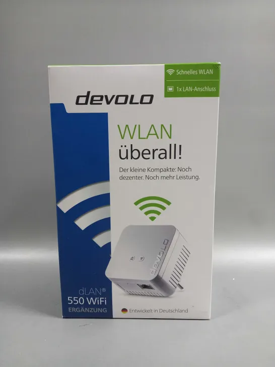 BOXED DEVOLO DLAN 550 WIFI ADD-ON POWERLINE ADAPTER BOOSTER