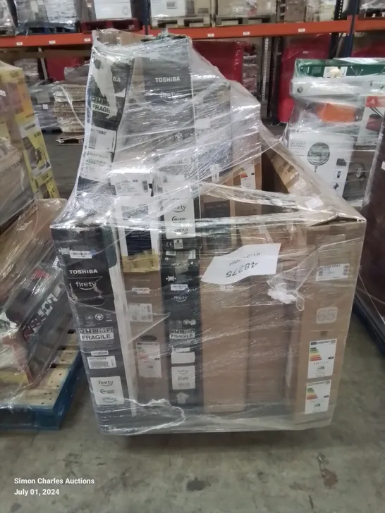 PALLET OF APPROXIMATELY 13 UNPROCESSED RAW RETURN TELEVISIONS TO INCLUDE;