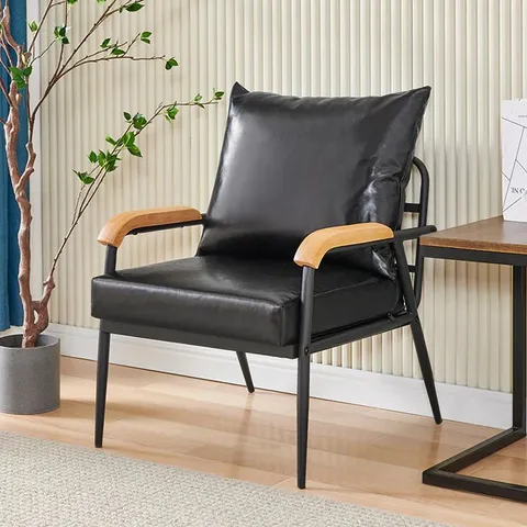 BOXED BLACK FAUX LEATHER CHAIR (1 BOX)