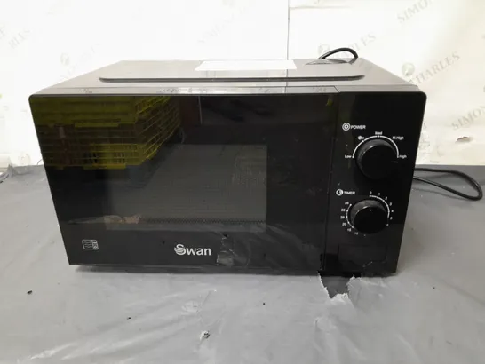 BOXED SWAN MICROWAVE OVEN 700 WATT BLACK - COLLECTION ONLY