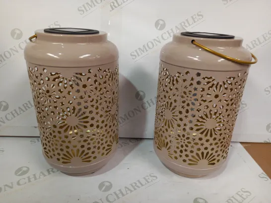 GARDEN REFLECTIONS SET OF 2 PATTERNED SOLAR LANTERNS