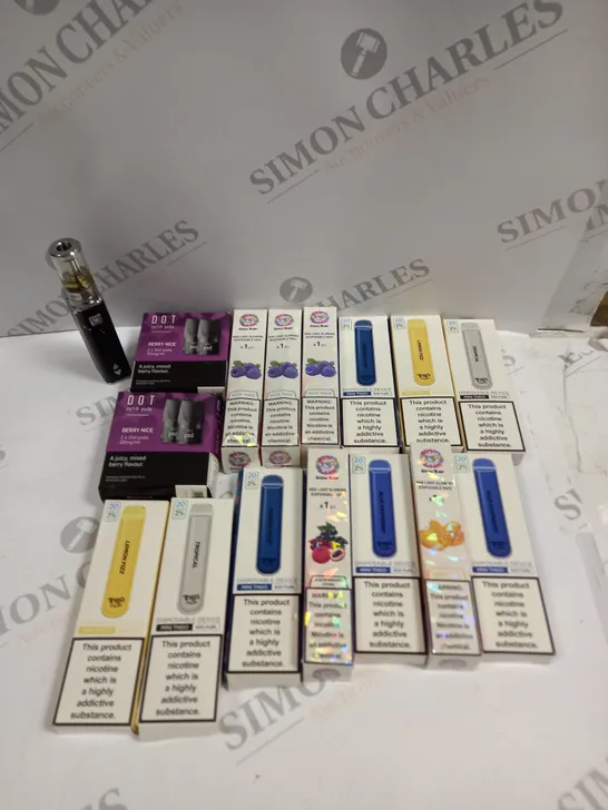 APPROXIMATELY 15 ASSORTED E-CIGARETTE PRODUCTS IN VARIOUS FLAVOURS