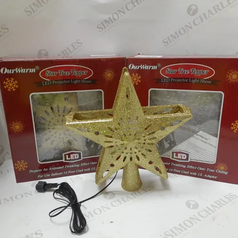 BOX OF 2 OURWARM STAR TREE TOPPER LED