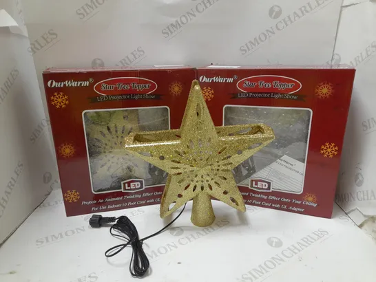 BOX OF 2 OURWARM STAR TREE TOPPER LED