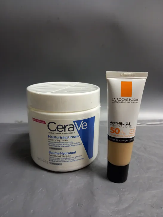 2 ASSORTED HEALTH AND BEAUTY ITEMS TO INCLUDE LA ROCHE-POSAY ANTHELIOS MINERAL ONE SPF 50 SUNCREAM (30ML) AND CERAVE MOISTERISING CREAM (454G)