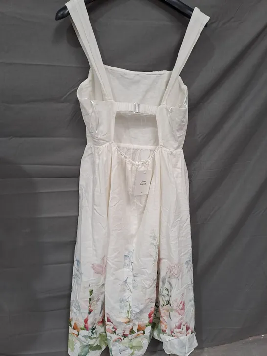 H&M LINEN BLEND FLORAL AND OFF WHITE DRESS - EUR M