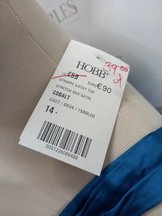 HOBBS STRAPPY SILK SATIN KATHY TOP IN BLUE - 14