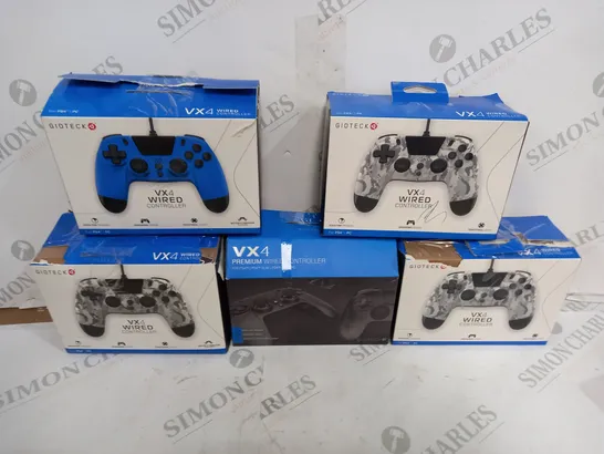 ASSORTMENT OF FIVE BOXED VX4 WIRED CONTROLLERS FOR PS4