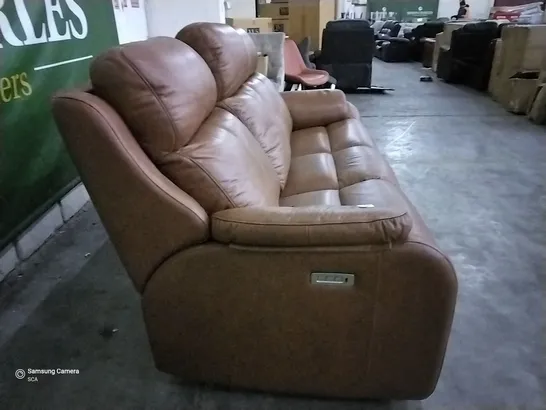 QUALITY BRITISH DESIGNER G PLAN KINGSBURY 3 SEATER ELECTRIC RECLINER DALLAS TAN LEATHER