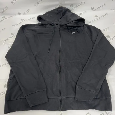 GYMSHARK ZIP THROUGH HOODIE IN BLACK SIZE MEDIUM