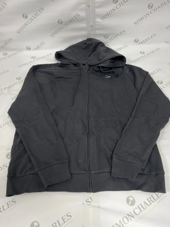 GYMSHARK ZIP THROUGH HOODIE IN BLACK SIZE MEDIUM