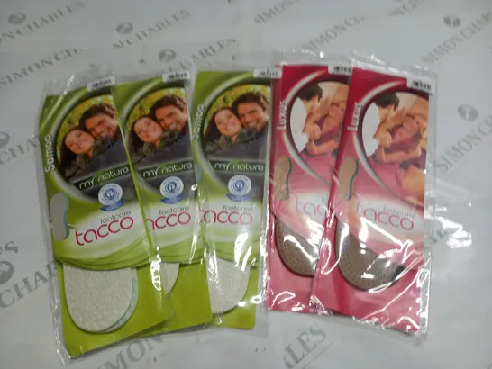 LOT OF 5 MY NATURE TACO FOOTCARE INSOLES TO INCLUDE SAMOA AND LUXUS - VARIOUS SIZES