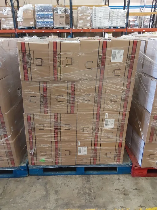 PALLET TO CONTAIN APPROX 48 BOXES OF BRAND NEW UNION JACK BEACH TOWELS - 9 TOWELS PER BOX // SIZE: APPROX 71 X 152cm // COMBINED RRP £2,376.00