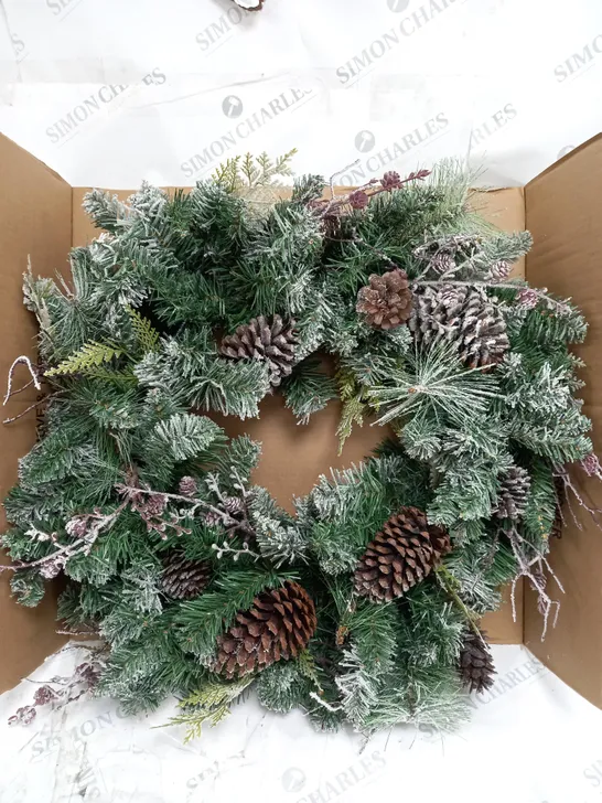 FROSTED CONE WREATH PRE LIT RRP £39.99