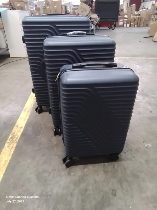 SET OF 3 NAVY HEAVY DUTY TRAVEL SUITCASE 