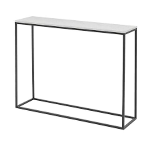 BOXED DORIAN CONSOLE TABLE - WHITE MARBLE/BLACK