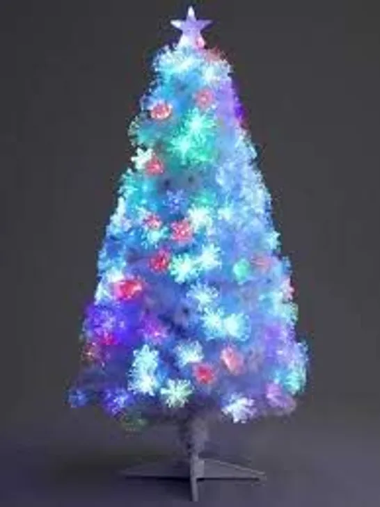 BOXED FESTIVE 5FT WHITE FIBRE OPTIC CHRISTMAS TREE WITH STAR TOPPER (1 BOX) RRP £112.99