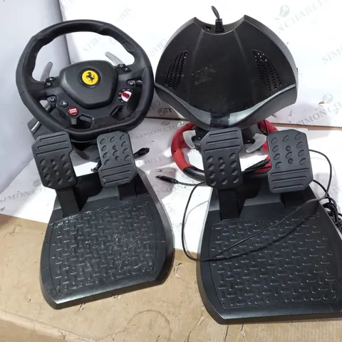 TWO THRUSTMASTER WHEEL/PEDAL SETS 