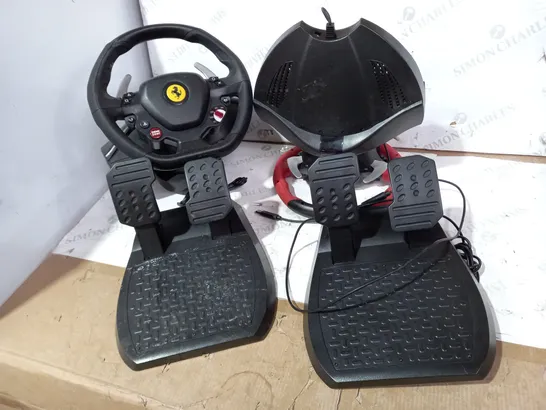 TWO THRUSTMASTER WHEEL/PEDAL SETS 