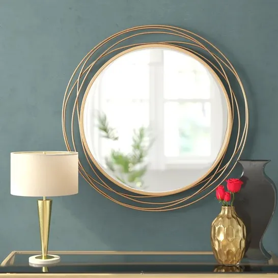 BOXED JAVIN ROUND METAL SWIRL FRAMED WALL MOUNTED ACCENT MIRROR (1 BOX)