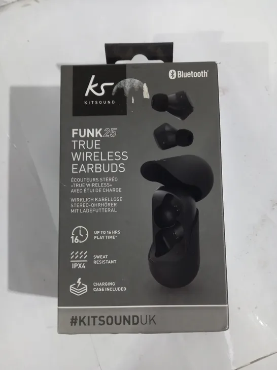 KITSOUND FUNK 25 WIRELESS EARBUDS IN BLACK 