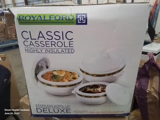 BOXED ROYALFORD CLASSICC3-PIECE CASSEROLE SET