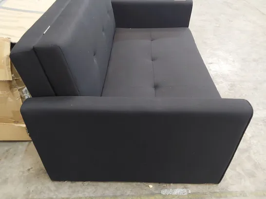 DESIGNER FOLD OUT BED SETTEE BLACK PLUSH FABRIC 