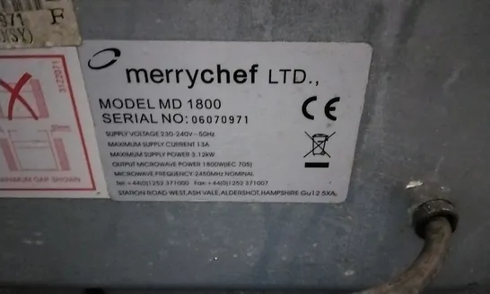 MERRYCHEF COMMERCIAL 1800W MICROWAVE MD1800