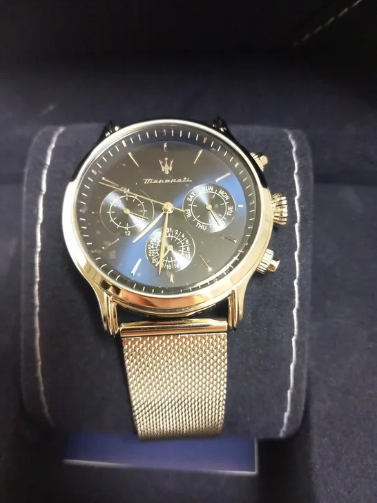 BOXED MASERATI GENTS EPOCA WATCH WITH MESH BRACELET