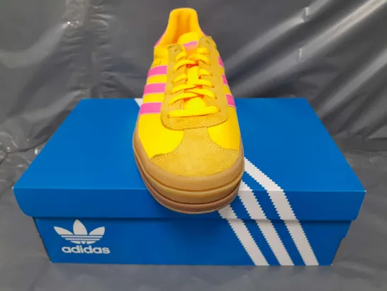 BOXED PAIR OF ADIDAS GAZELLE BOLD IN YELLOW/PINK UK SIZE 6.5