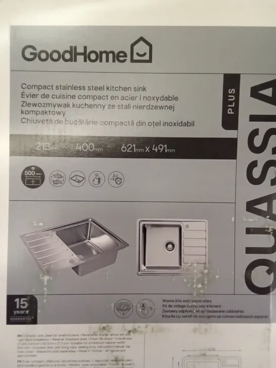 BOXED GOODHOME COMPACT STAINLESS STEEL KITCHEN SINK 