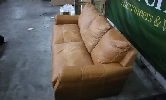 QUALITY 3 SEATER RUST LEATHER SOFA 