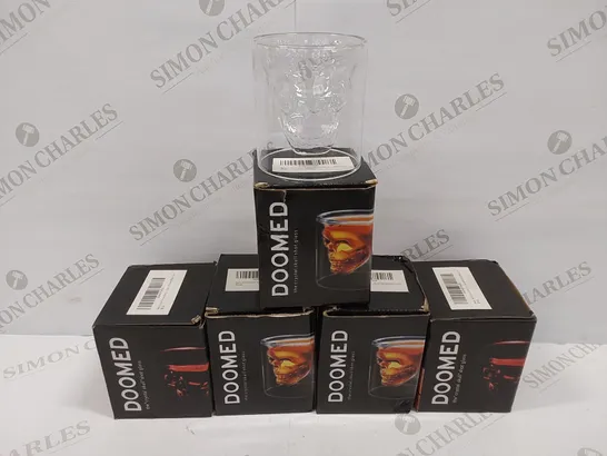 5 BRAND NEW DOOMED 'CRYSTAL SKULL' SHOT GLASSES