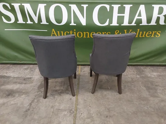 SET OF 2 DUKE SLATE FABRIC BUTTON BACK DINING CHAIRS 