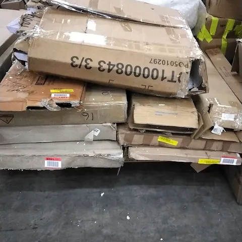 PALLET OF ASSORTED BOXED FURNITURE PARTS INCLUDING WARDROBE AND DINING TABLE