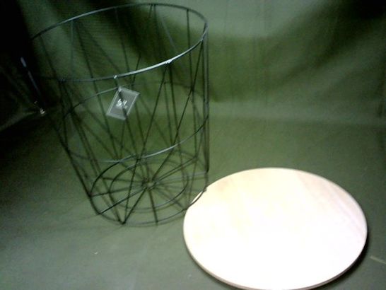 WIRE METAL WOOD TOPPED SIDE TABLE
