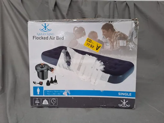 BOXED KARAN KING FLOCKED AIR BED - SINGLE