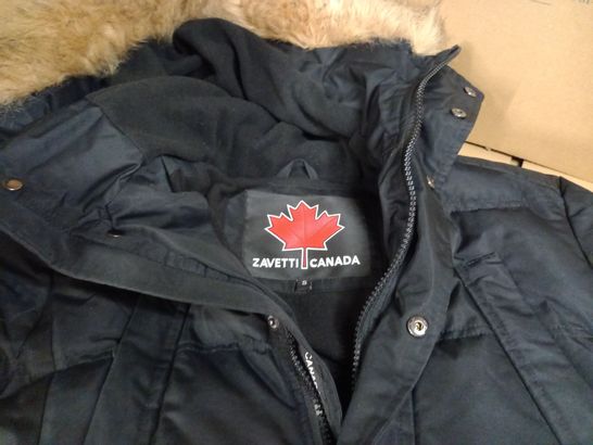 ZAVTTI CANADA BLACK PADDED JACKET FAUX FUR HOOD TRIM - SMALL