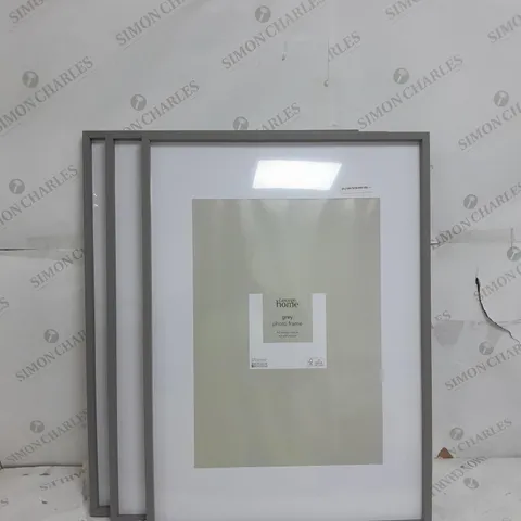 BOXED GEORGE HOME SET OF THREE GREY PHOTO FRAMES A2 WITHOUT AND A3 WITH MOUNT