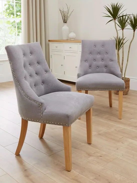 BOXED PAIR OF WARWICK DINING CHAIRS - GREY/OAK EFFECT COLLECTION ONLY RRP £229