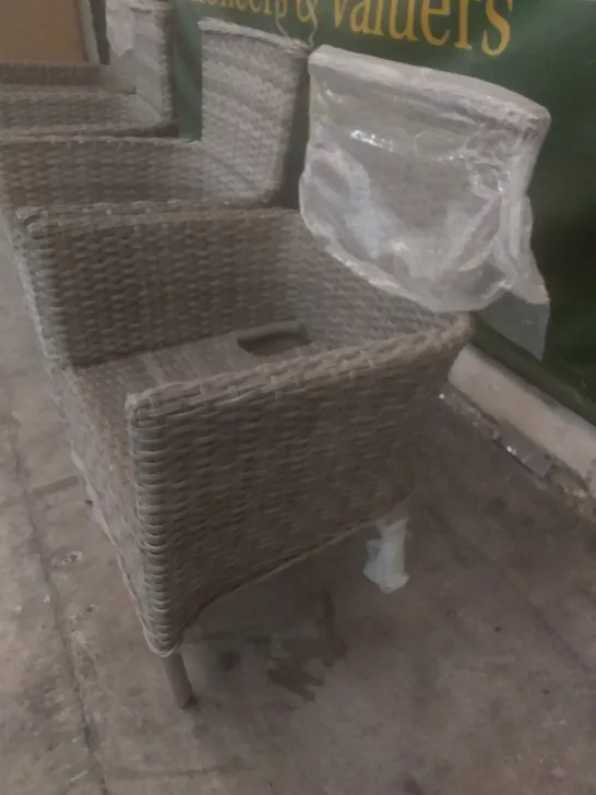 X4 RATTAN EFFECT GARDEN CHAIRS GREY