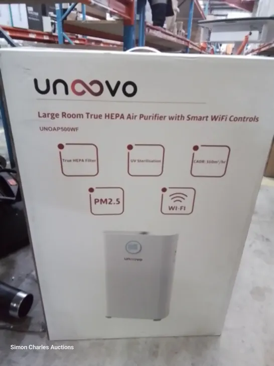 BOXED UNOOVO LARGE ROOM TRUE HEPA AIR PURIFIER WITH SMART WIFI CONTROLS