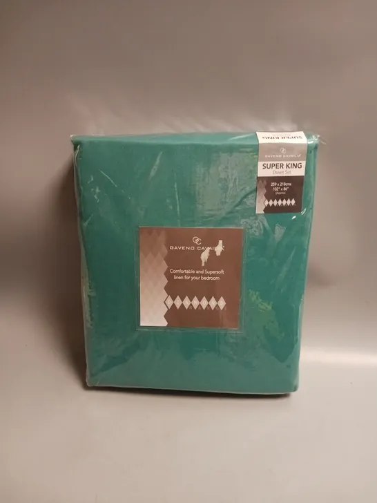 GAVENO CAVALIA LINEN DUVET SET IN TEAL SUPER KING SIZE