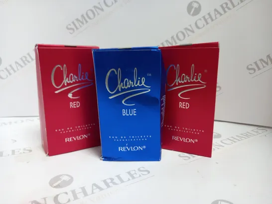 3 ASSORTED BOXED AND SEALED REVLON CHARLIE EAU DE TOILETTE 100ML