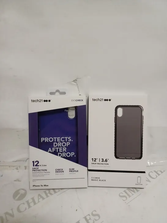 LOT OF 67 X TECH21 EVO ROX FOR APPLE IPHONE XS MAX DROP PROTECTION COVER CASE - MAGIC BLACK - 14 X TECH21 EVO CHECK HARDSHELL CASE FOR IPHONE XS MAX - ULTRA VIOLET