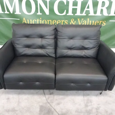 DESIGNER ITALIAN MADE BOLZANO BLACK LEATHER ELECTRIC RECLINING TWO SEATER SOFA