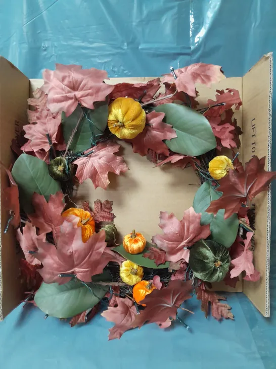 BOXED MULTI COLOURED  PUMPKIN WREATH 