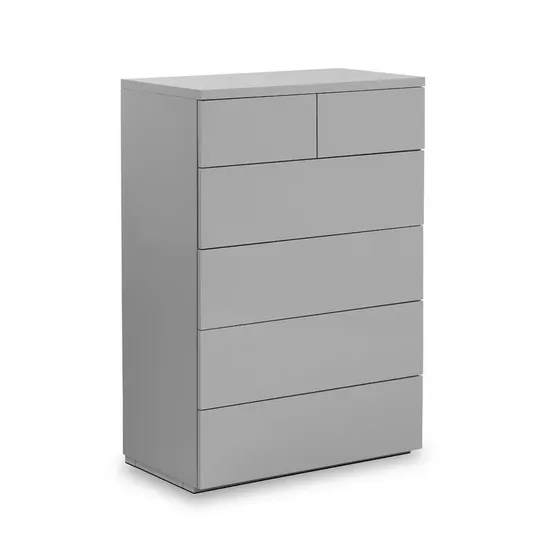 BOXED DELPHINUS 6-DRAWER CHEST OF DRAWERS - GREY GLOSS (2 BOXES)