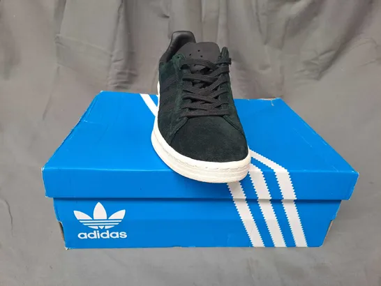 BOXED PAIR OF ADIDAS CAMPUS NP SHOES IN DARK GREEN/BLACK UK SIZE 8.5